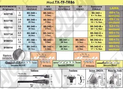 NEW HOLLAND: Lama Smontabile (Sezioni Rigate SOTTO)